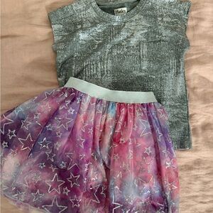 Silver Top and Starry Hatley Skirt Set